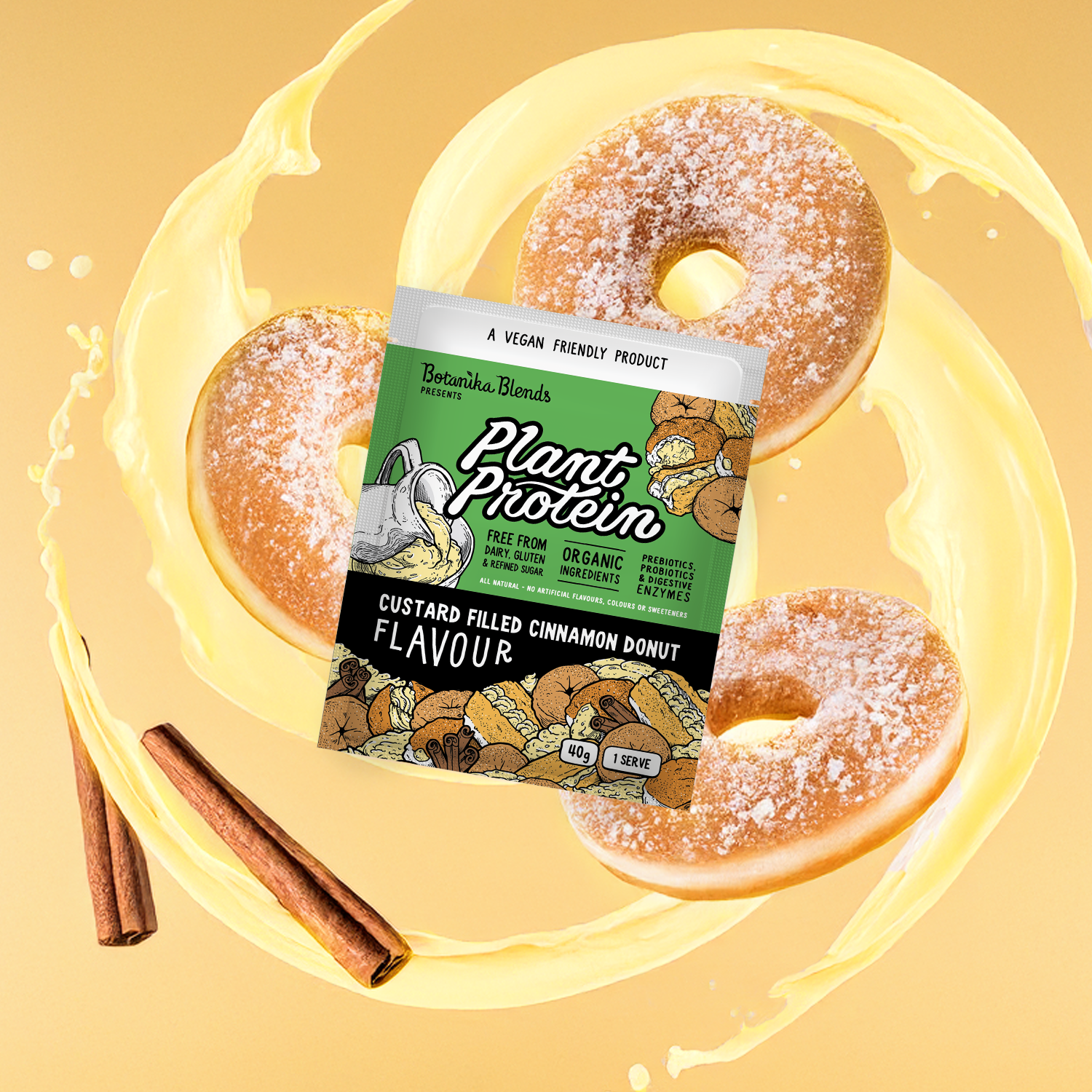 Sample Plant Protein – Custard Filled Cinnamon Donut