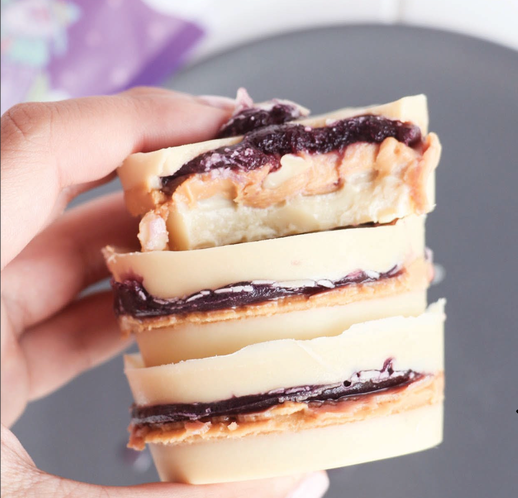 Peanut Butter & Jelly White Chocolate Cups