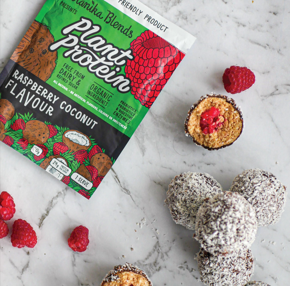 Raspberry Lamington Protein Balls