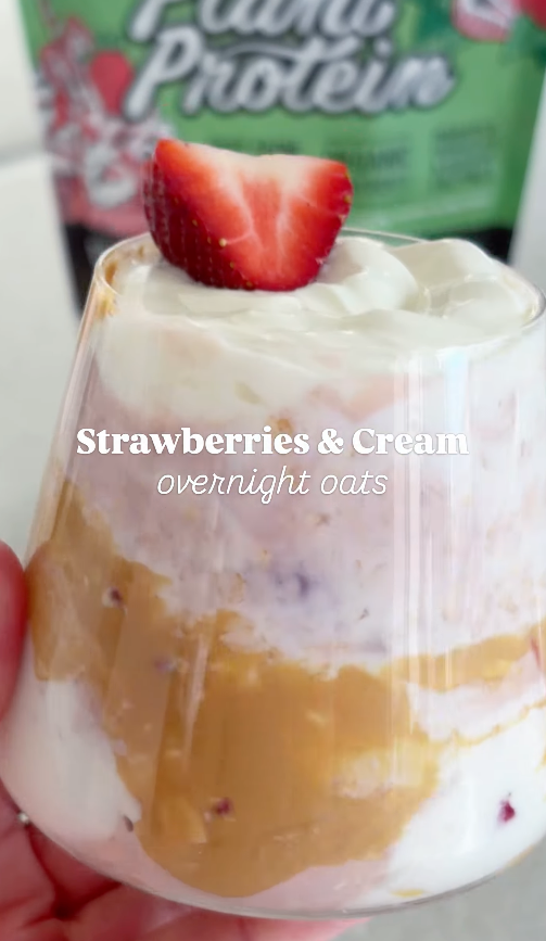 Strawberries & Cream Protein Overnight Oats