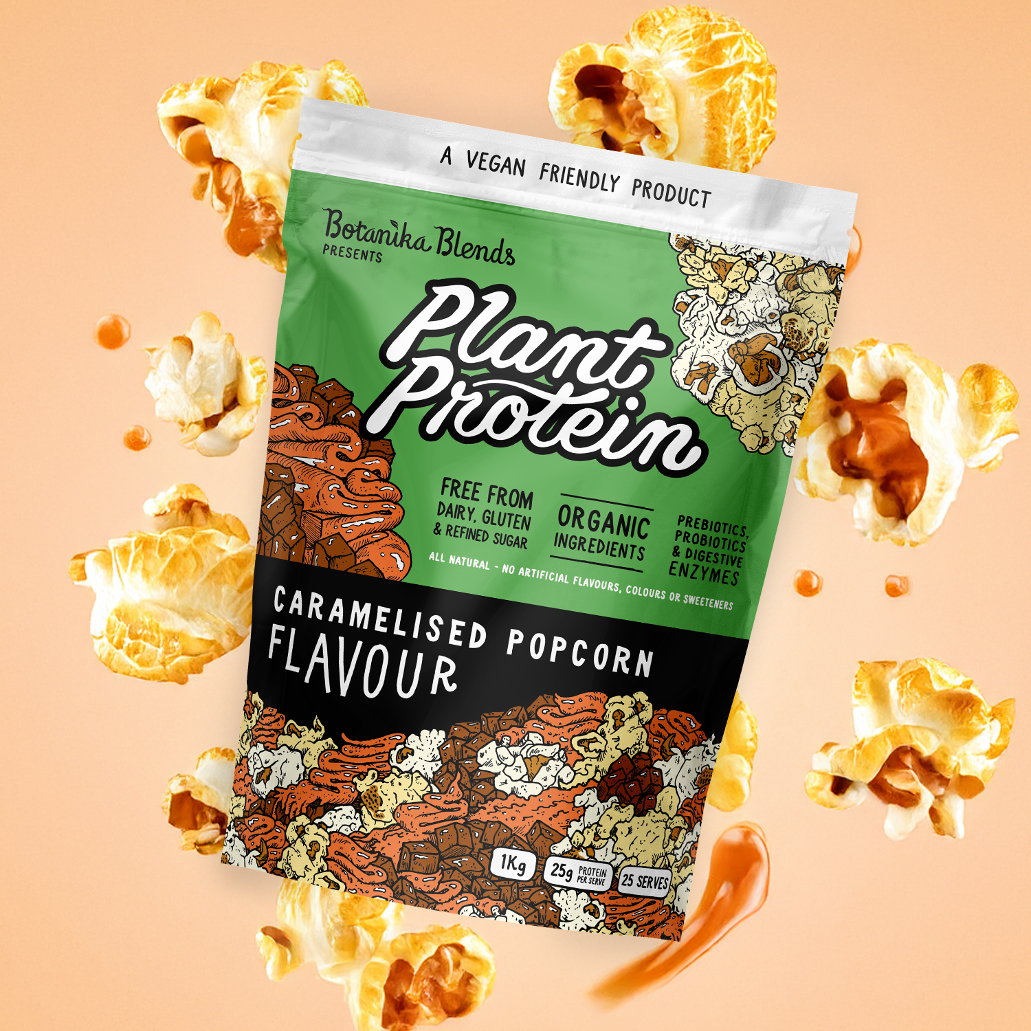 PLANT PROTEIN - CARAMELISED POPCORN - Botanika Blends