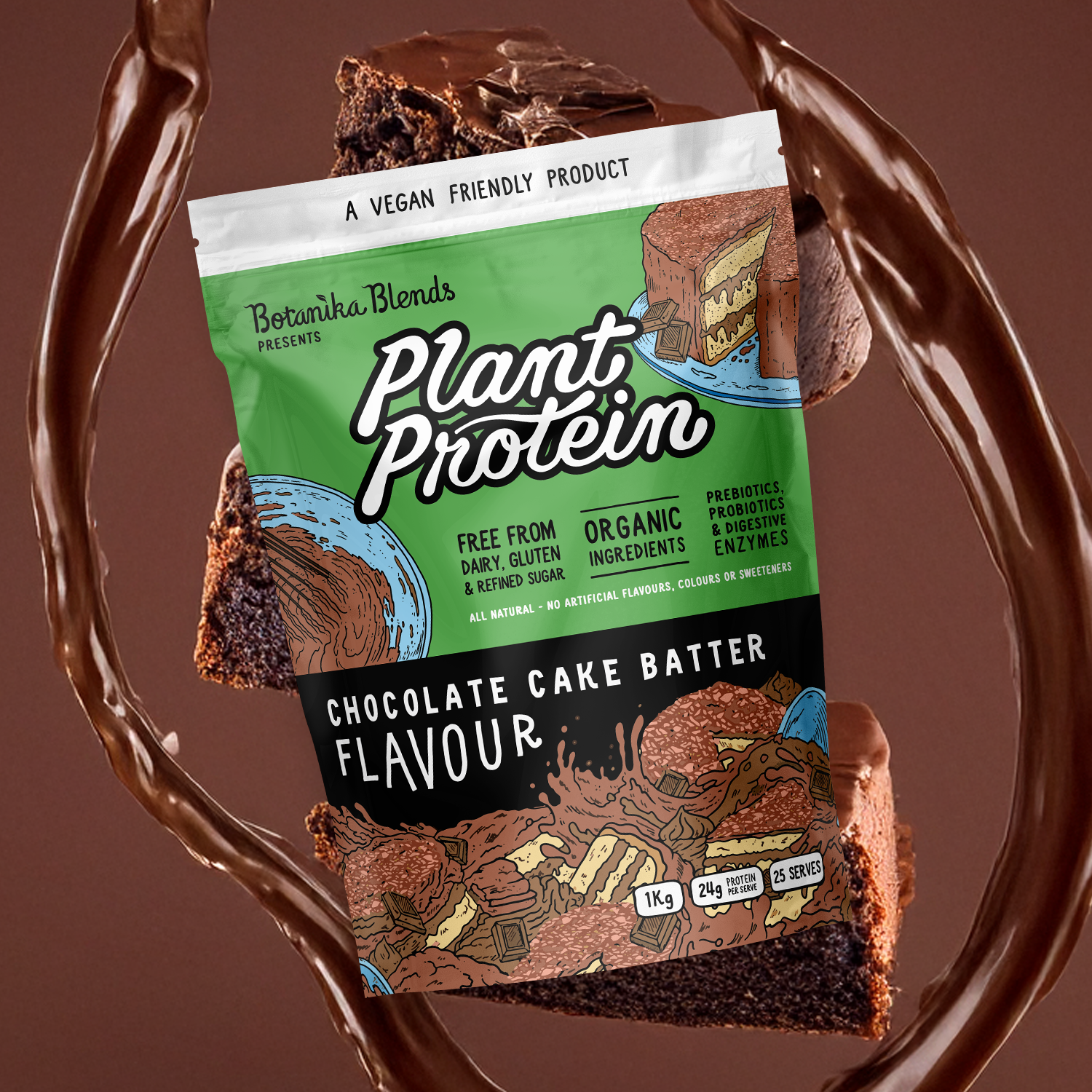 PLANT PROTEIN - CHOCOLATE CAKE BATTER - Botanika Blends