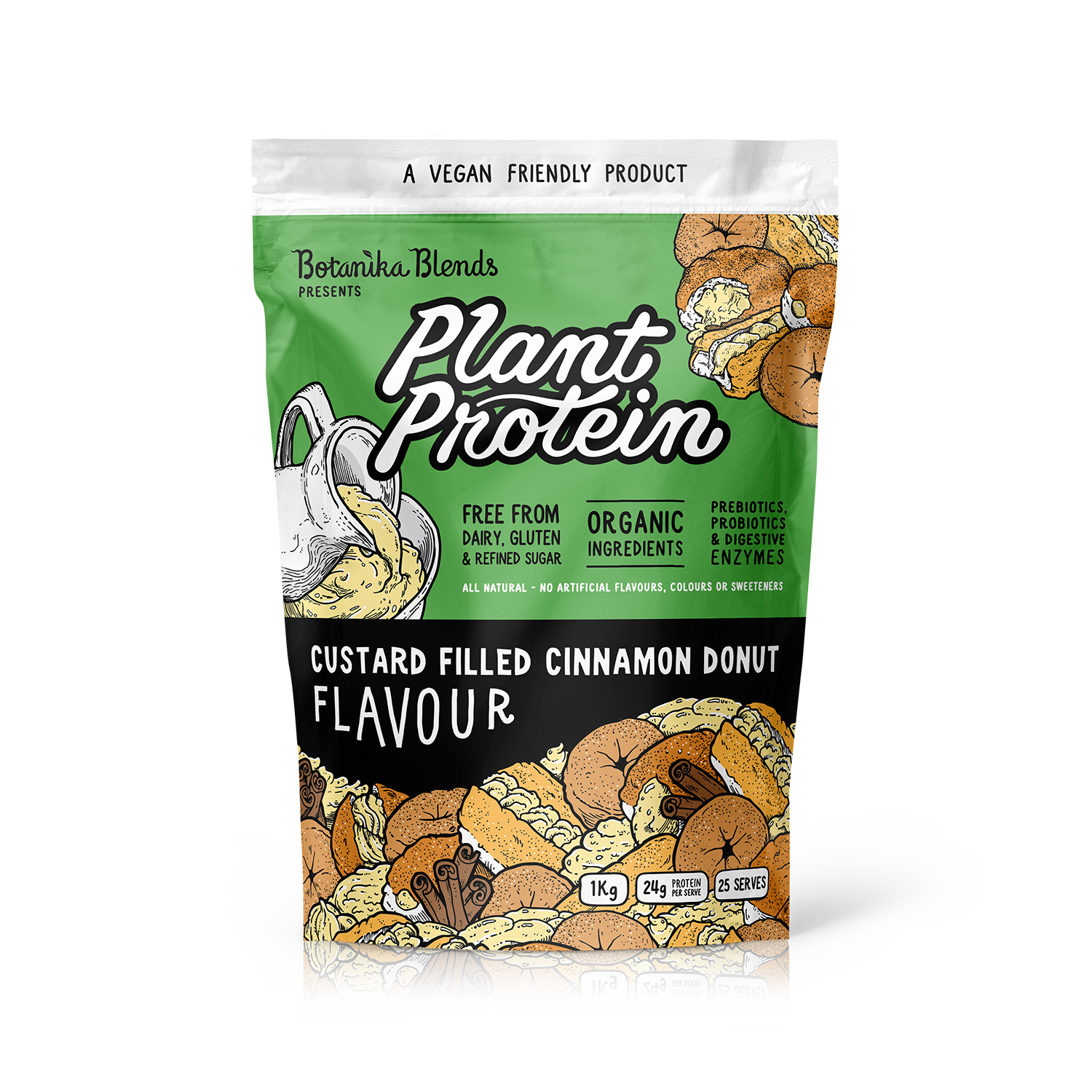 PLANT PROTEIN – CUSTARD FILLED CINNAMON DONUT