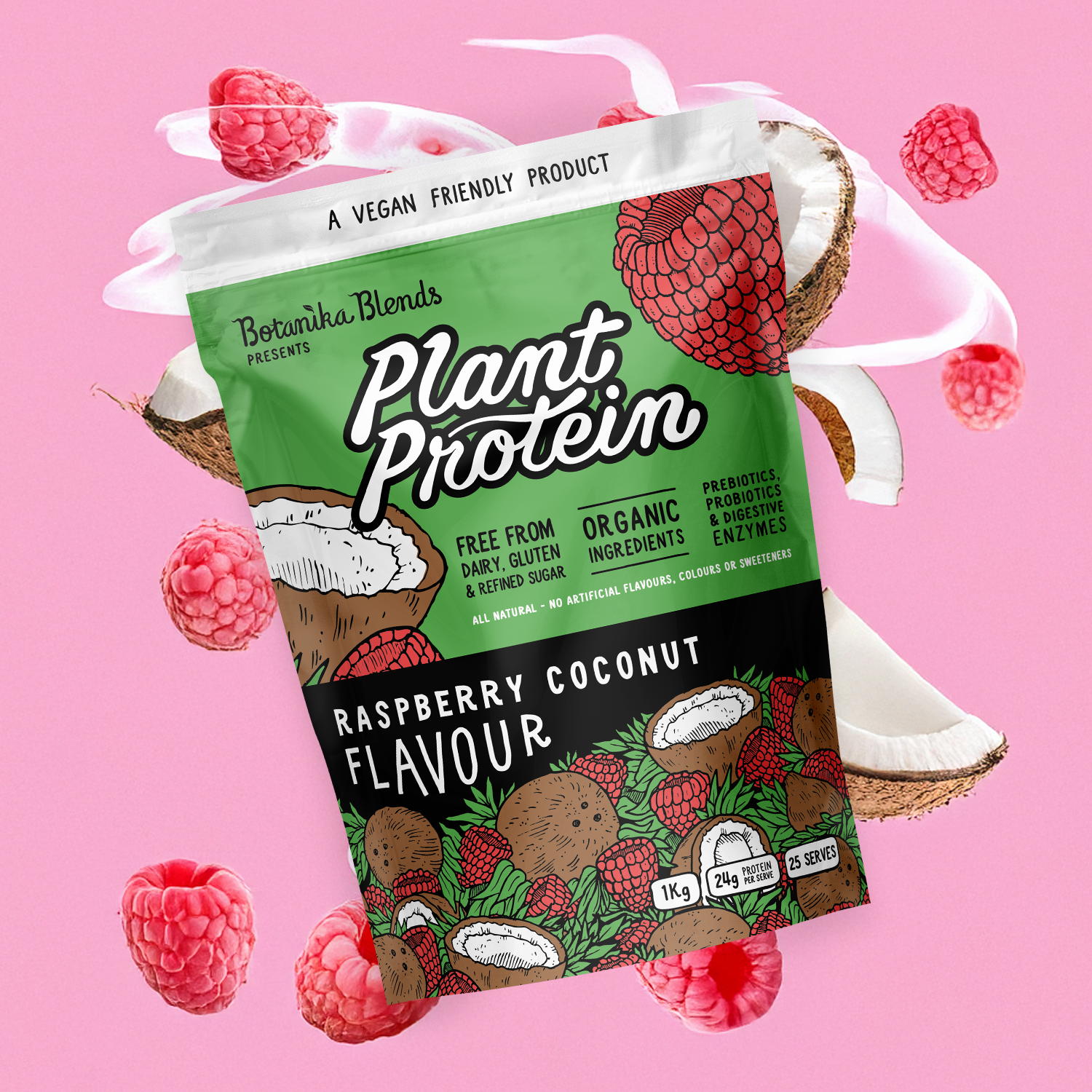 PLANT PROTEIN – RASPBERRY & COCONUT - Botanika Blends